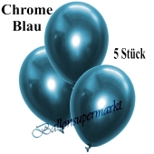 Luftballons in Chrome Blau, 28-30 cm, 5 Stück