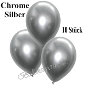 Luftballons in Chrome Silber, 28-30 cm, 10 Stück