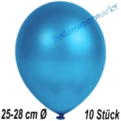 Metallic Luftballons in Blau, 25-28 cm, 10 Stück