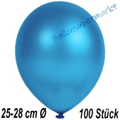 Metallic Luftballons in Blau, 25-28 cm, 100 Stück