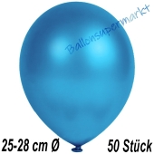 Metallic Luftballons in Blau, 25-28 cm, 50 Stück