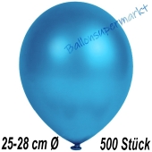 Metallic Luftballons in Blau, 25-28 cm, 500 Stück