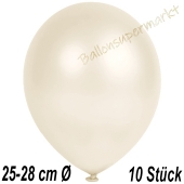 Metallic Luftballons in Elfenbein, 25-28 cm, 10 Stück