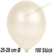 Metallic Luftballons in Elfenbein, 25-28 cm, 100 Stück