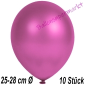 Metallic Luftballons in Fuchsia, 25-28 cm, 10 Stück