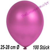 Metallic Luftballons in Fuchsia, 25-28 cm, 100 Stück