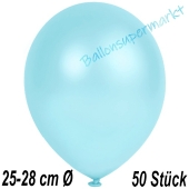 Metallic Luftballons in Hellblau, 25-28 cm, 50 Stück