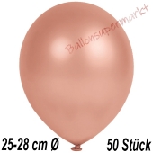 Metallic Luftballons in Rosegold, 25-28 cm, 50 Stück