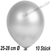 Metallic Luftballons in Silber, 25-28 cm, 10 Stück