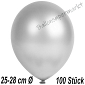 Metallic Luftballons in Silber, 25-28 cm, 100 Stück