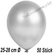 Metallic Luftballons in Silber, 25-28 cm, 50 Stück