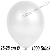 Metallic Luftballons in Weiß, 25-28 cm, 1000 Stück