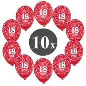 Luftballons mit der Zahl 18, 10 Stück, Kristall, Rot, 12", 28-30 cm