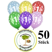 Luftballons mit der Zahl 1 zum 1. Geburtstag, 50 Stück, bunt gemischt, 30-33 cm