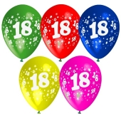 Luftballons Zahl 18 zum 18. Geburtstag, 5 Stück
