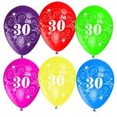 Luftballons Zahl 30 zum 30. Geburtstag, 5 Stück