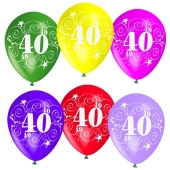 Luftballons Zahl 40 zum 40. Geburtstag, 5 Stück