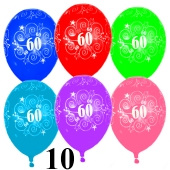 Luftballons Zahl 60 zum 60. Geburtstag, 10 Stück
