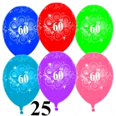 Luftballons Zahl 60 zum 60. Geburtstag, 25 Stück