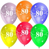Luftballons Zahl 80 zum 80. Geburtstag, 5 Stück
