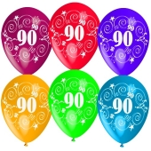 Luftballons Zahl 90 zum 90. Geburtstag, 5 Stück