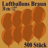 Luftballons zu Karneval und Fasching, 30 cm, Braun, 500 Stück