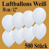 Luftballons zu Karneval und Fasching, 30 cm, Weiß, 500 Stück