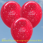 Luftballons zur Hochzeit, Just Married, Rubinrot, 10 Stück Latexballons, 30 cm