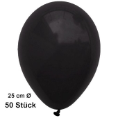 Luftballons Schwarz, 25 cm, 50 Stück, preiswert und günstig
