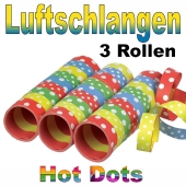 Hot Dots Streamers, Luftschlangen bunt gestreift mit weißen Punkten