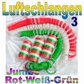 Luftschlangen Jumbo rot-weiß-grün, 3 Rollen