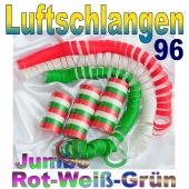Luftschlangen Jumbo rot-weiß-grün, 96 Rollen
