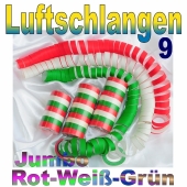 Luftschlangen Jumbo rot-weiß-grün, 9 Rollen