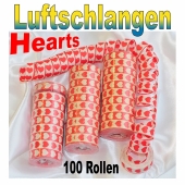 Luftschlangen mit Herzen, rot-weiß, 100 Rollen