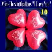 Mini Herzluftballons I Love you, 10 Stück