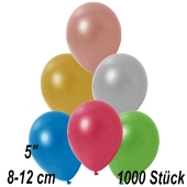 Kleine Metallic Luftballons, 8-12 cm, Bunt gemischt, 1000 Stück