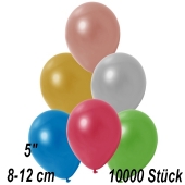 Kleine Metallic Luftballons, 8-12 cm, Bunt gemischt, 10000 Stück