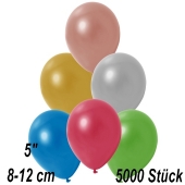 Kleine Metallic Luftballons, 8-12 cm, Bunt gemischt, 5000 Stück