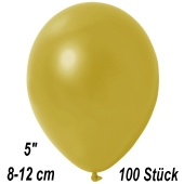 Kleine Metallic Luftballons, 8-12 cm, Champagnergold, 100 Stück