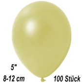 Kleine Metallic Luftballons, 8-12 cm, Pastellgelb, 100 Stück