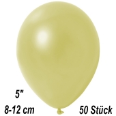 Kleine Metallic Luftballons, 8-12 cm, Pastellgelb, 50 Stück