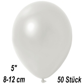 Kleine Metallic Luftballons, 8-12 cm, Perlweiß, 50 Stück