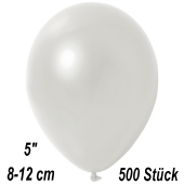 Kleine Metallic Luftballons, 8-12 cm, Perlweiß, 500 Stück