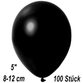 Kleine Metallic Luftballons, 8-12 cm, Schwarz, 100 Stück