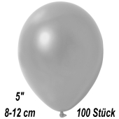 Kleine Metallic Luftballons, 8-12 cm, Silber, 100 Stück