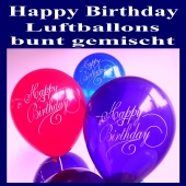 Happy Birthday Motiv Luftballons, Latexballons zum Geburtstag, 10 Stück Beutel
