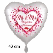 Herzluftballon Mr. & Mrs. Herzlichen Glückwunsch, inklusive Helium