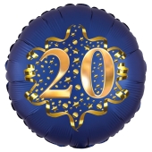 Satin Navy Blue Zahl 20 Luftballon aus Folie zum 20. Geburtstag, 45 cm, Satin Luxe