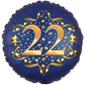 Satin Navy Blue Zahl 22 Luftballon aus Folie zum 22. Geburtstag, 45 cm, Satin Luxe