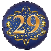 Satin Navy Blue Zahl 29 Luftballon aus Folie zum 29. Geburtstag, 45 cm, Satin Luxe